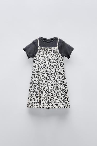 VESTIDO ESTAMPADO CON CAMISETA - Gris antracita de Zara