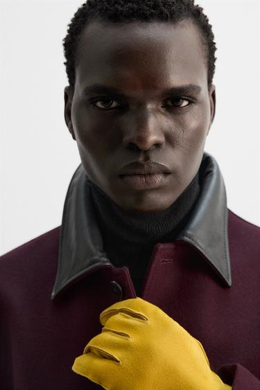 WOOL COAT WITH CONTRAST COLLAR - Burgundy by Zara
