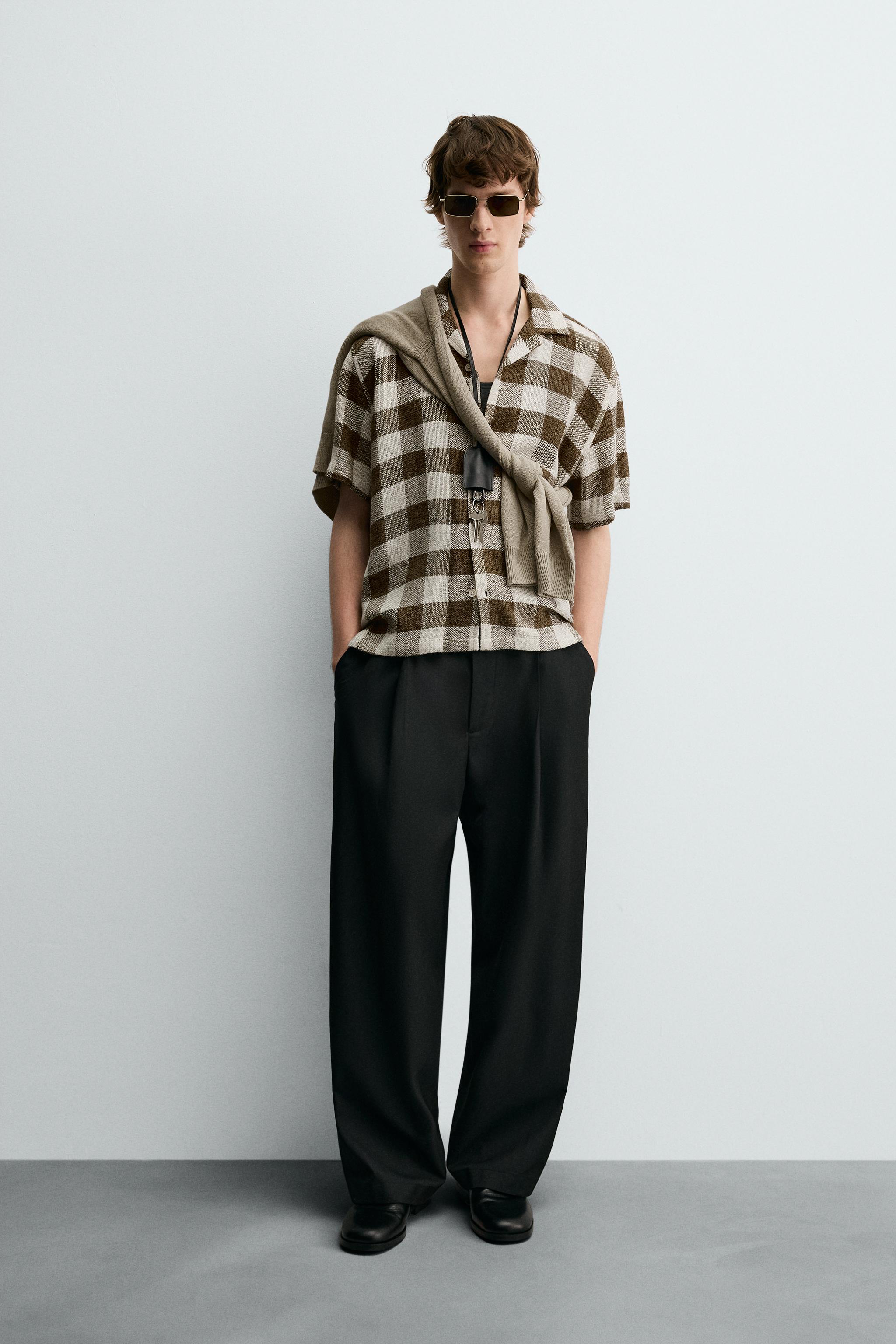 チェック柄テクスチャー入りシャツ - 生成り | ZARA Japan / 日本