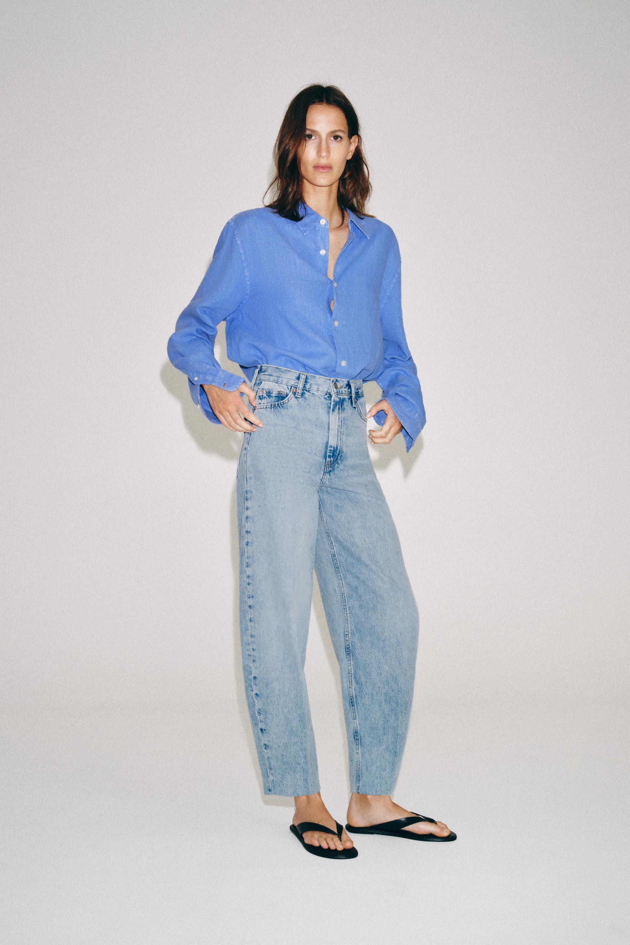 Женские джинсы Zara ZW COLLECTION HIGH WAIST TAPERED JEANS — фото 6