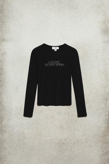 스트라스 로고 티셔츠 LUDOVIC DE SAINT SERNIN x ZARA - Zara 블랙