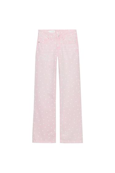 TRF LOW-RISE WIDE-LEG DOT JEANS - only one by Zara