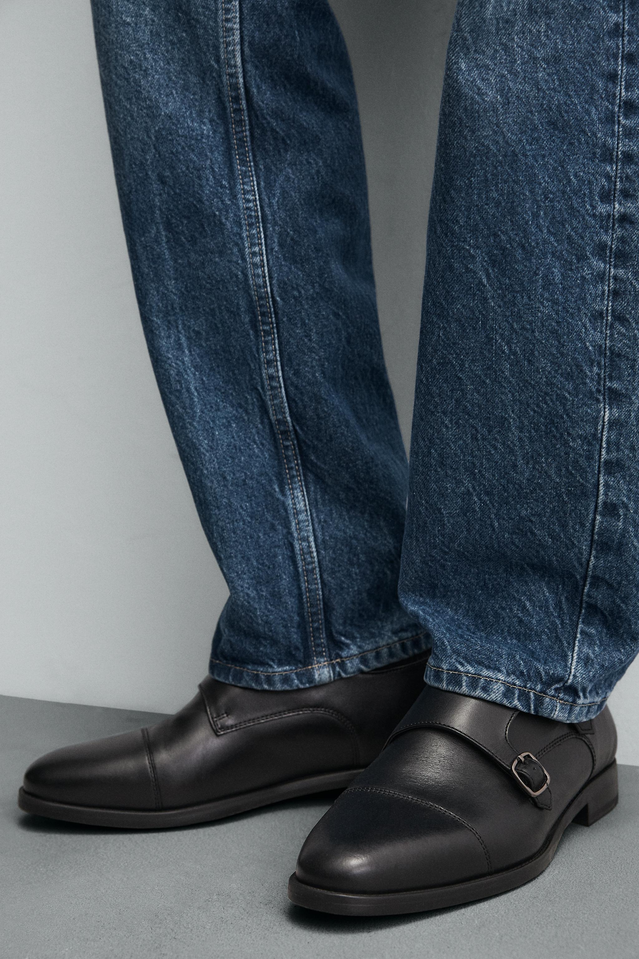 Обувь Zara DOUBLE BUCKLE LEATHER SHOES — фото 3
