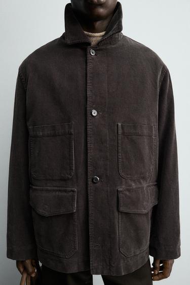 VESTE EN VELOURS CÔTELÉ À POCHES - Marron foncé de Zara - Image 6