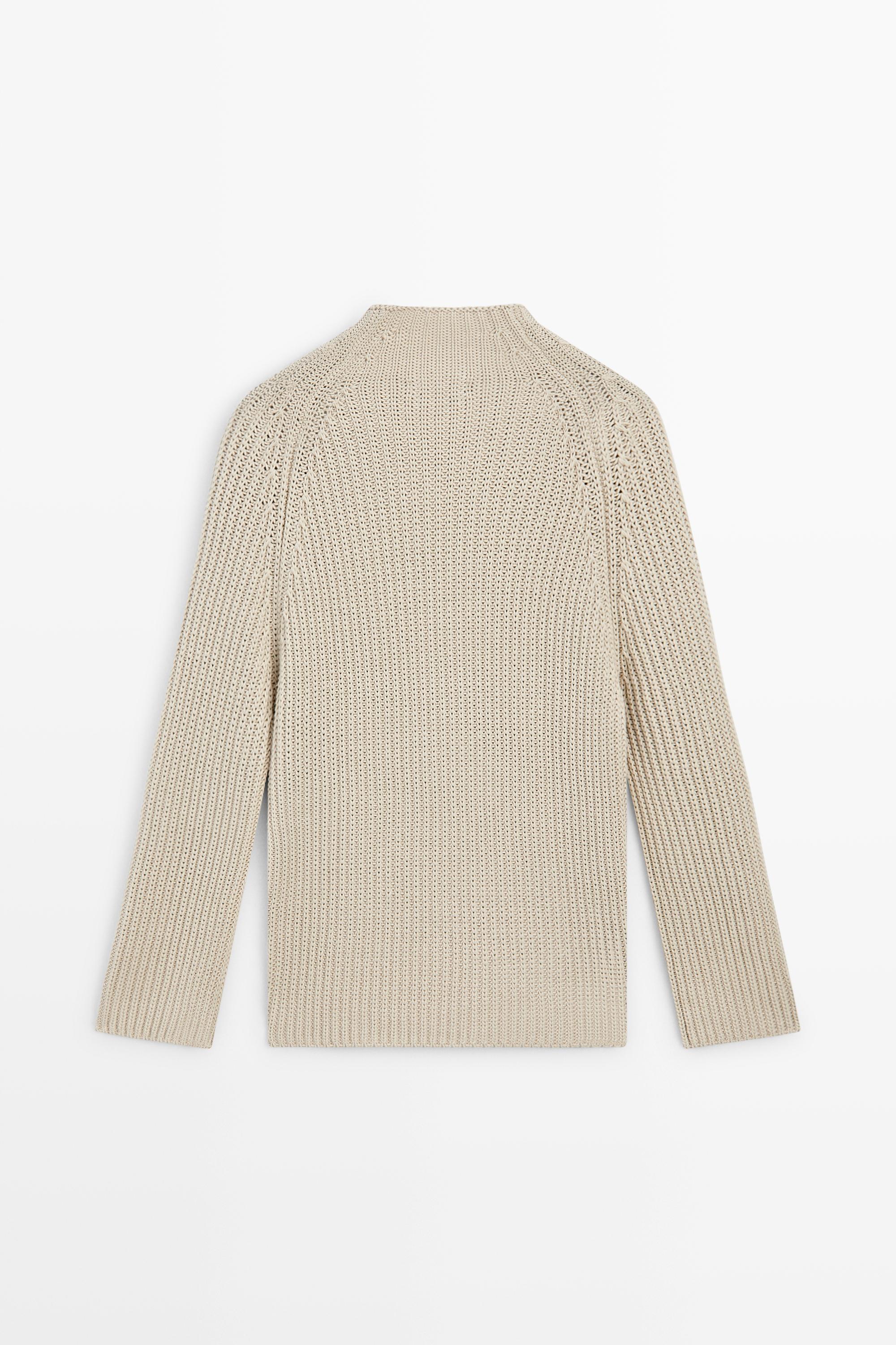 100% cotton purl knit sweater