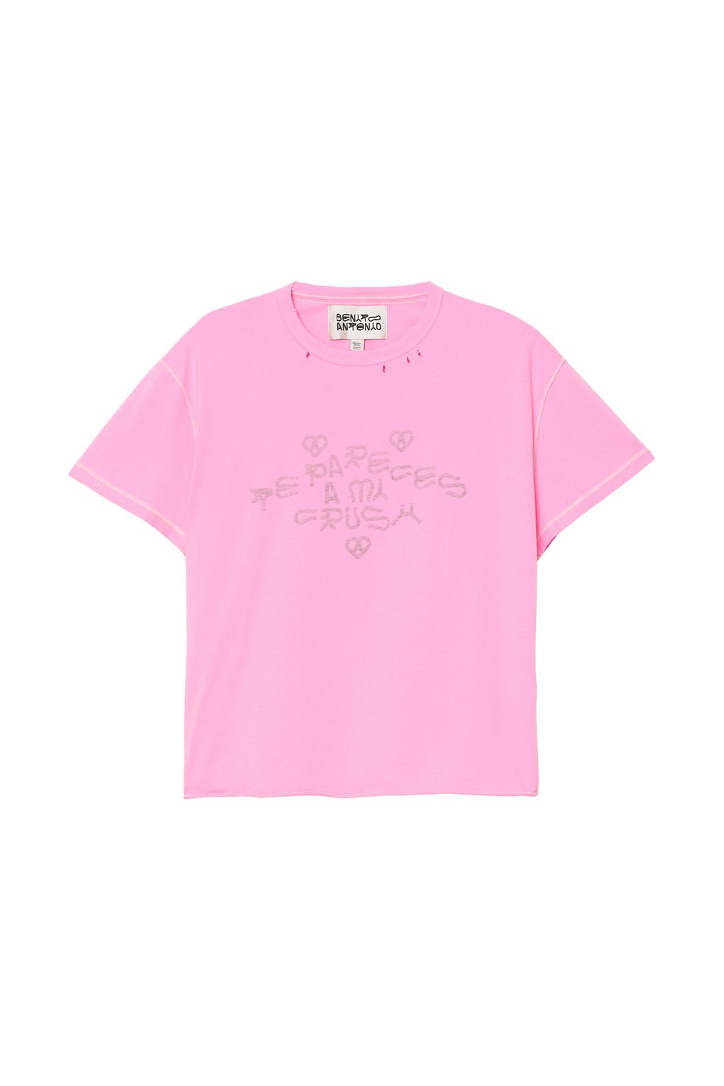 FADED REVERSE-EFFECT CRUSH SLOGAN T-SHIRT