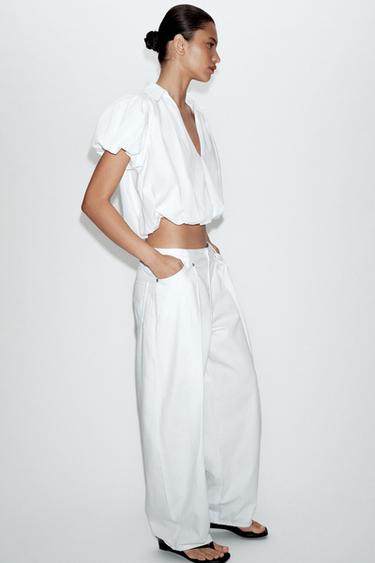 CHEMISE BALLON MANCHES COURTES - Blanc de Zara - Image 3