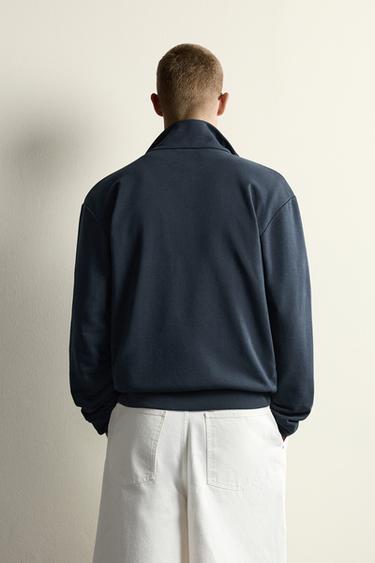 RELAXED FIT CONTRAST ZIP SWEATSHIRT - Zara-ს Blue