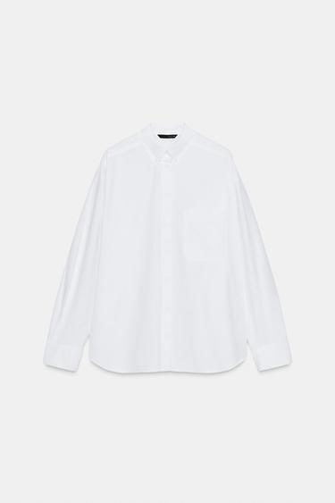 POPLIN SHIRT WITH POCKET - White by Zara