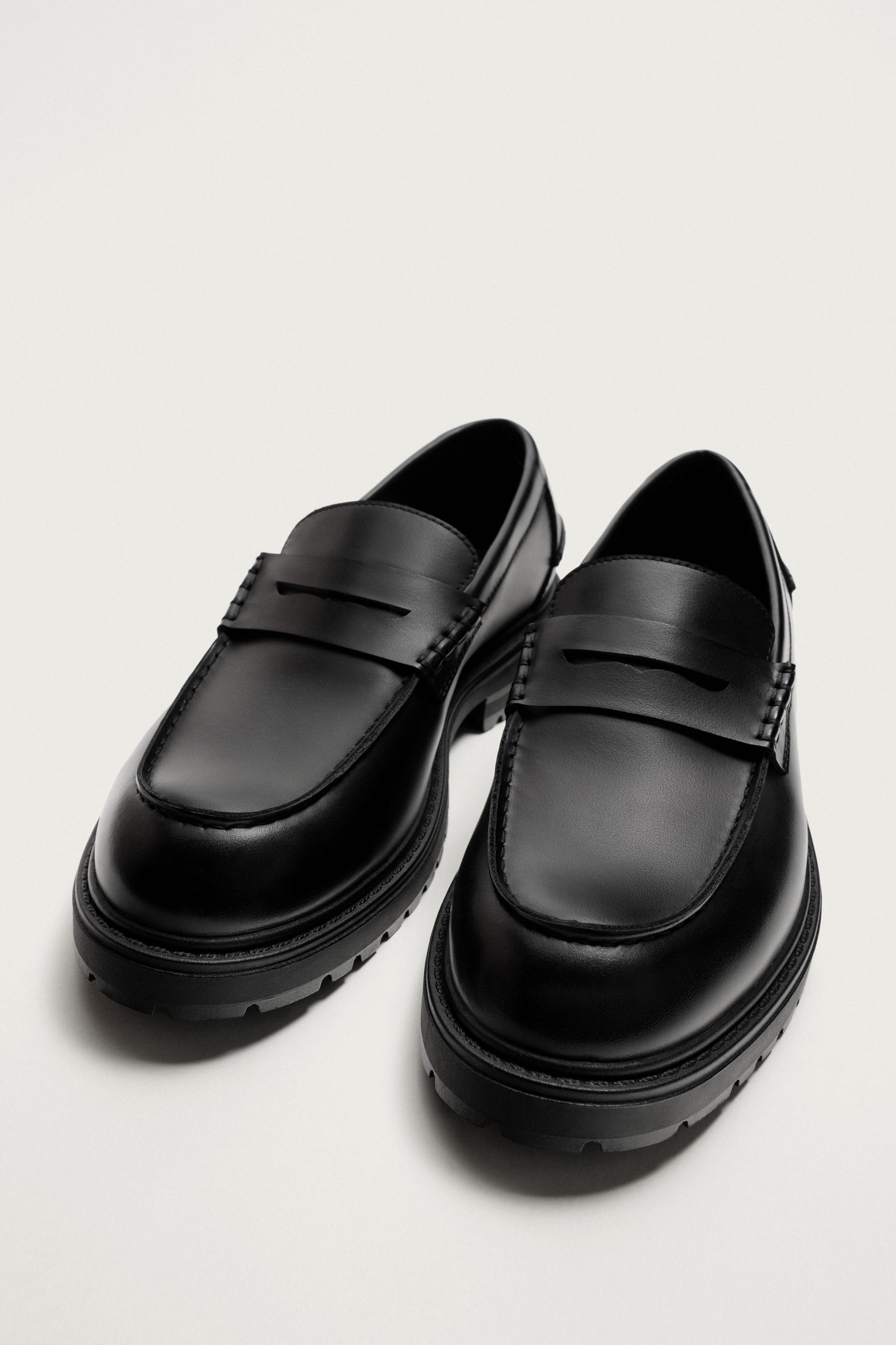 【新品】ZARA Vibramソール ペニーローファー 41（AD-12） Zara/ザラ LUG SOLE PENNY LOAFERS ローファーシューズ 2612/320/800