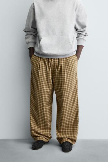 BALLOON FIT PLEATED TROUSERS - Ecru/Yellow by Zara