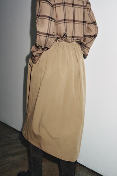 JUPE MIDI CAPE ZW COLLECTION - Marron clair de Zara - Image 3