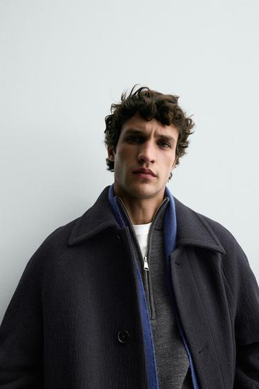 Zara STRUCTURED WOOL COAT - Navy blue