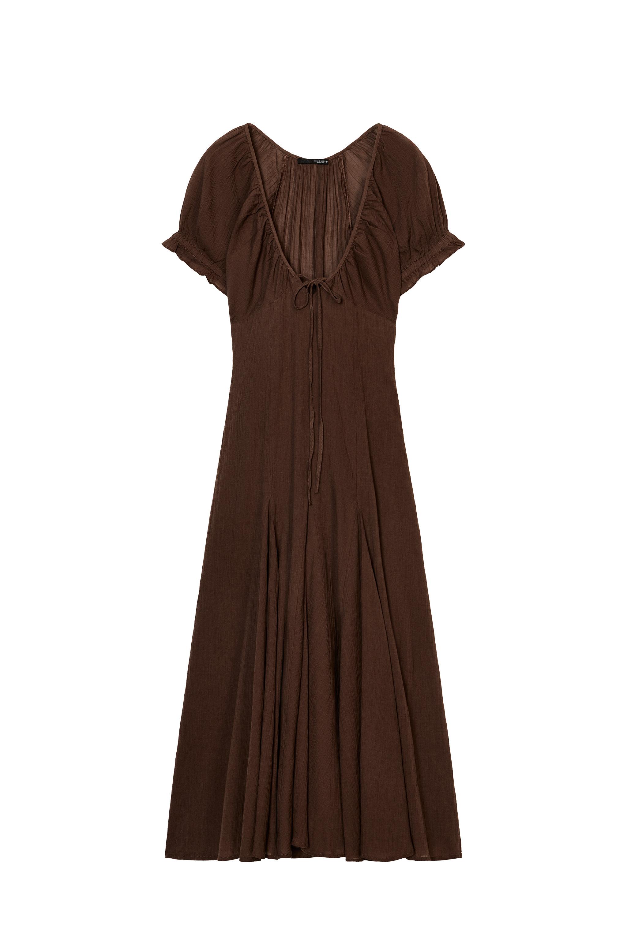 CHIFFON GODET MIDI DRESS