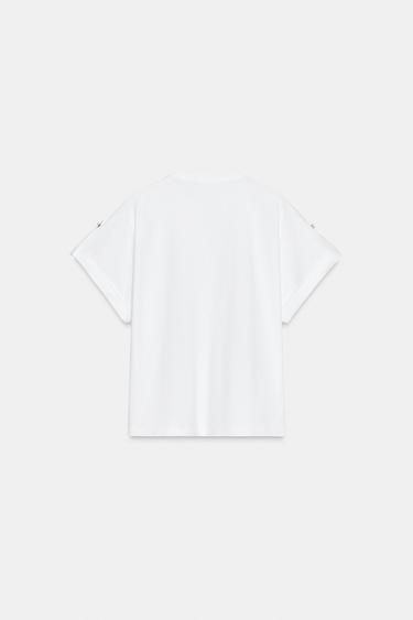 T-SHIRT PATTE BOUTON - Blanc de Zara - Image 5