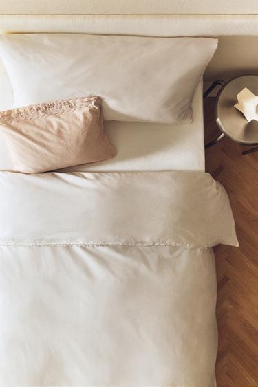 KIDS' DUVET COVER WITH PICUETA EMBROIDERY — Oyster-white 1