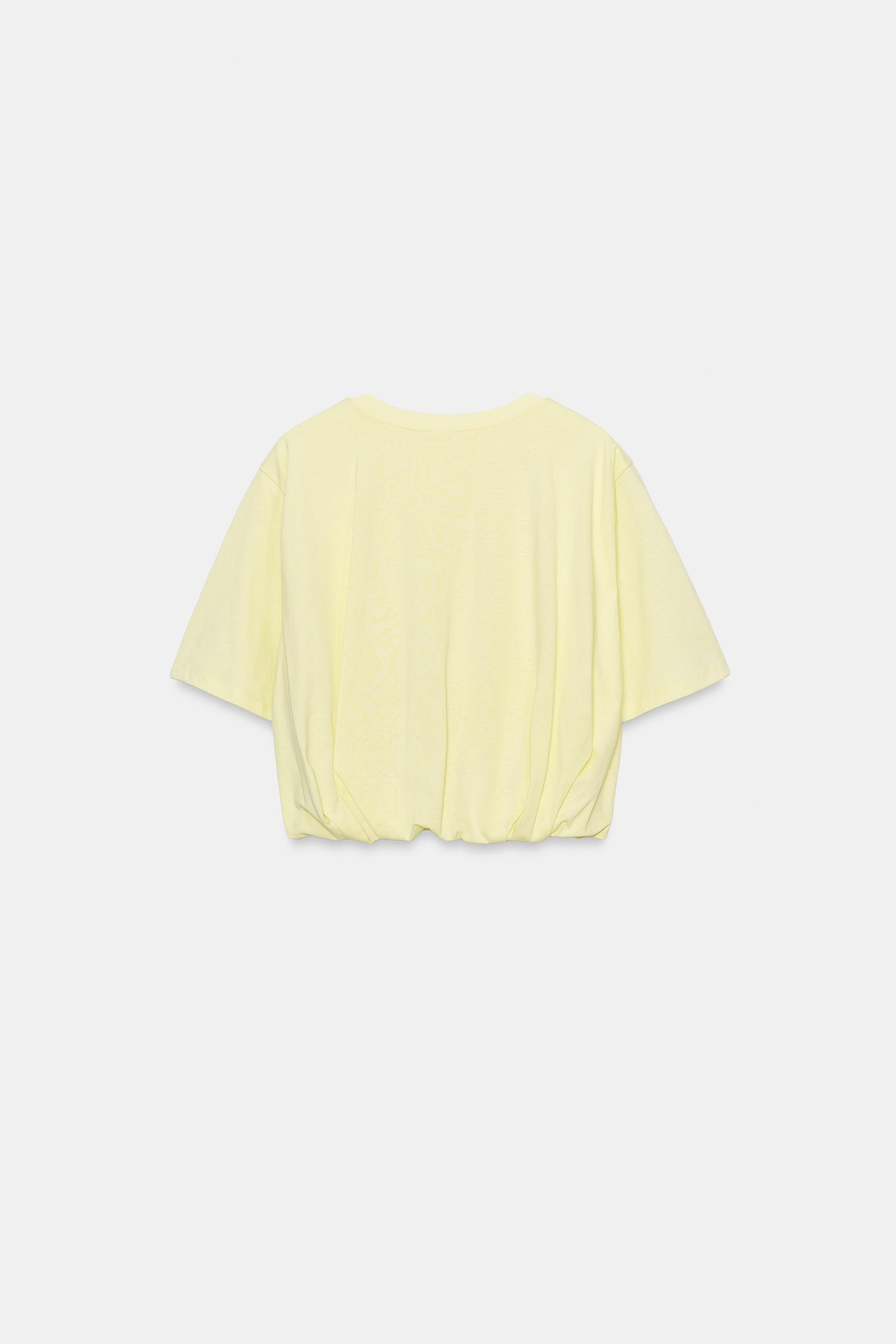 CROPPED PUFF HEM T-SHIRT - White | ZARA United States