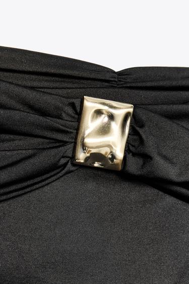 POLYAMIDE BANDEAU BODYSUIT - Black by Zara - Image 5