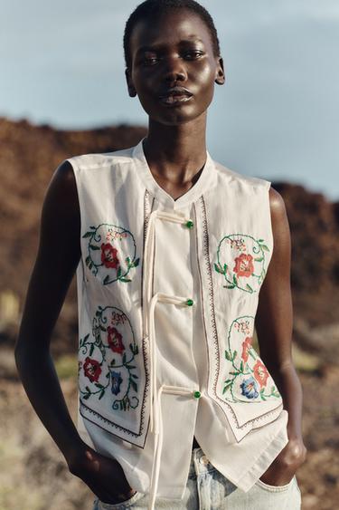 BRASSIÈRE BRODÉE À FLEURS - Écru de Zara - Image 2