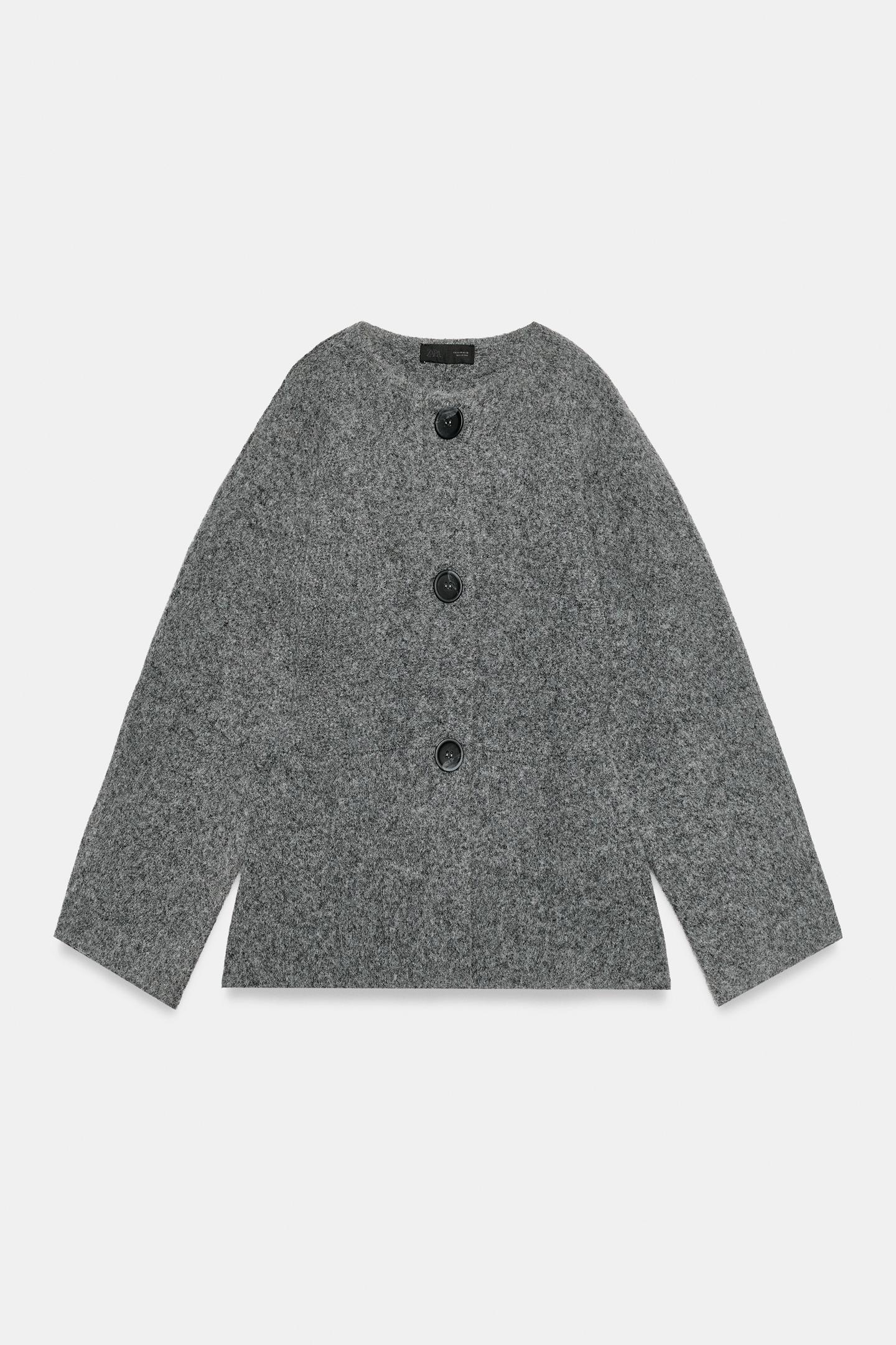 Женская куртка Zara Fitted Knit, цвет: Серый — фото 6