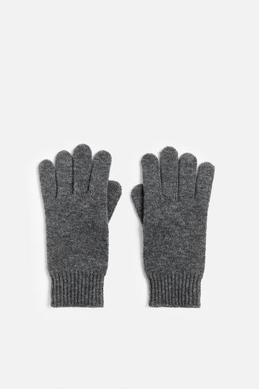 LUVAS DE MALHA DE LÃ - CASHMERE - Cinzento da Zara