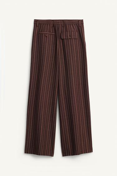 PANTALON WIDE FIT À RAYURES ÉDITION LIMITÉE - marron/blanc de Zara - Image 6