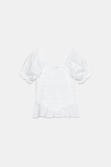 TOP EN MATIÈRES VARIÉES À PLIS - Blanc de Zara - Image 4