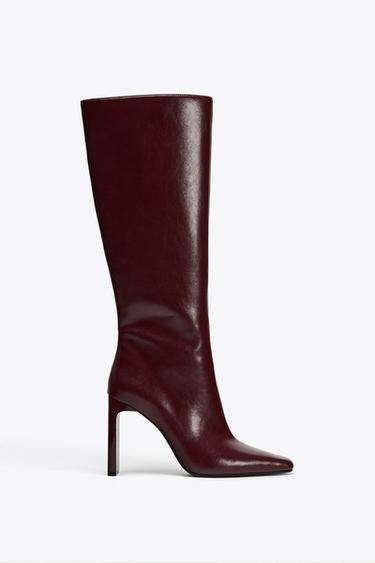 BOTA TACÓN ALTO - Rojo Burdeos de Zara - Imagen 0