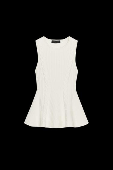 PEPLUM-STRICKOBERTEIL MIT ZOPFMUSTER - Cremefarben von Zara - Bild 0
