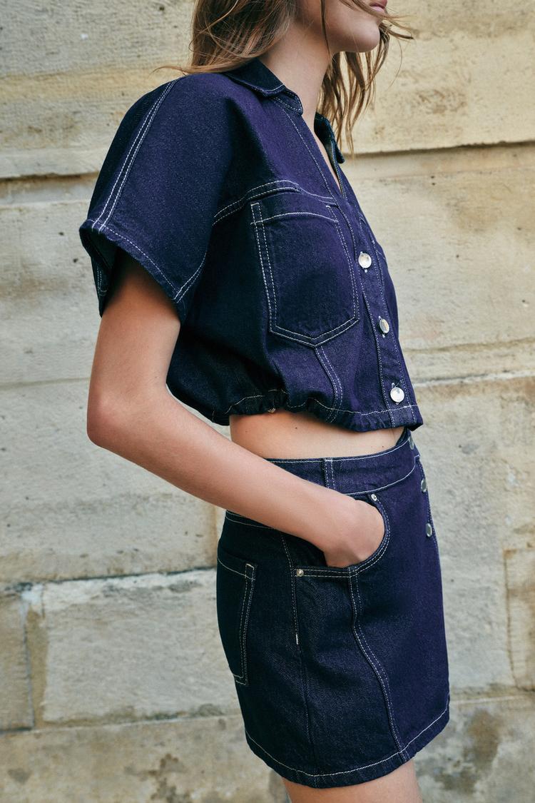FALDA PANTALON CRUZADA DE MEZCLILLA Z1975 3