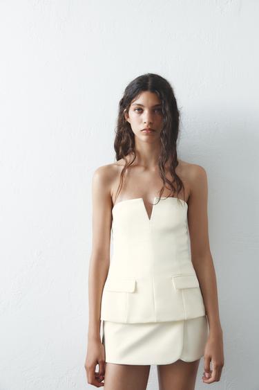 TOP DE OMBROS DESCOBERTOS - Branco-marfim da Zara