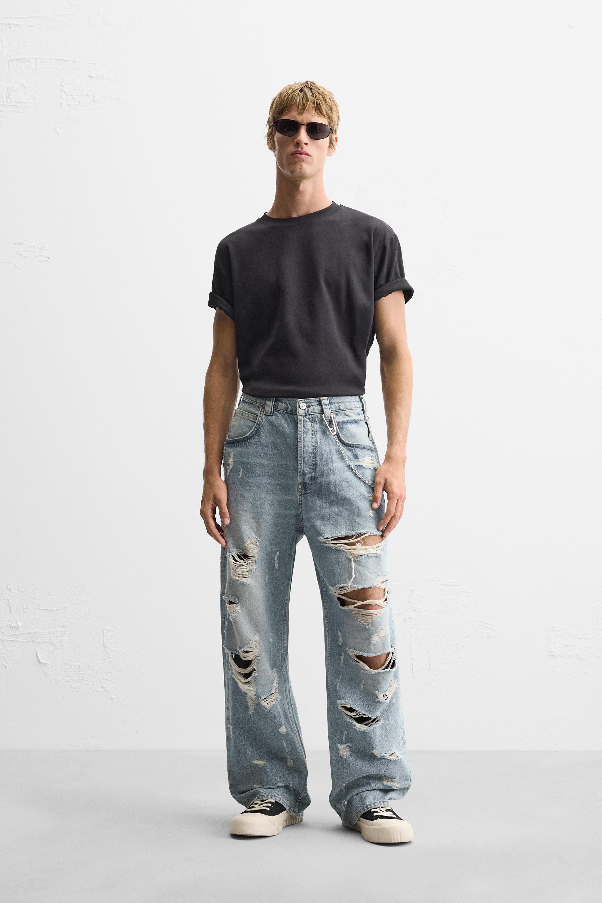 Distressed jeans zara on sale