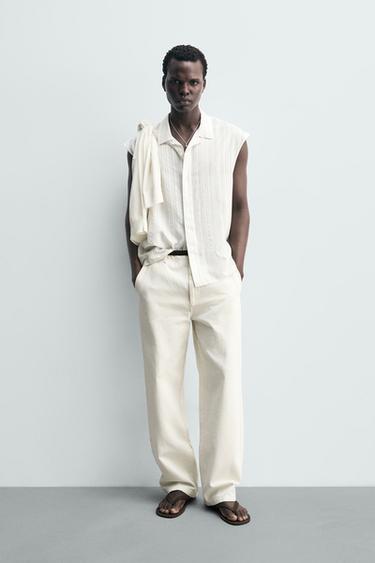 Zara STRIPED CROPPED FIT SHIRT - White - Image 0