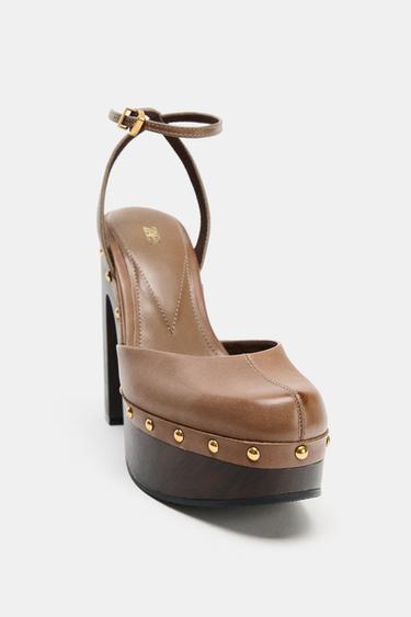 LEATHER PLATFORM SHOES - Brown by Zara - Image 3