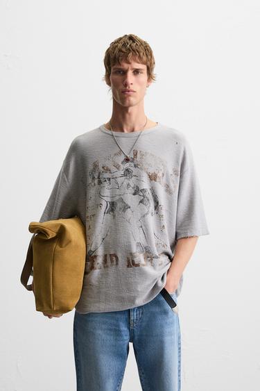 SAMARRETA DE PUNT AMB ESTAMPAT RENTAT - Gris perla de Zara