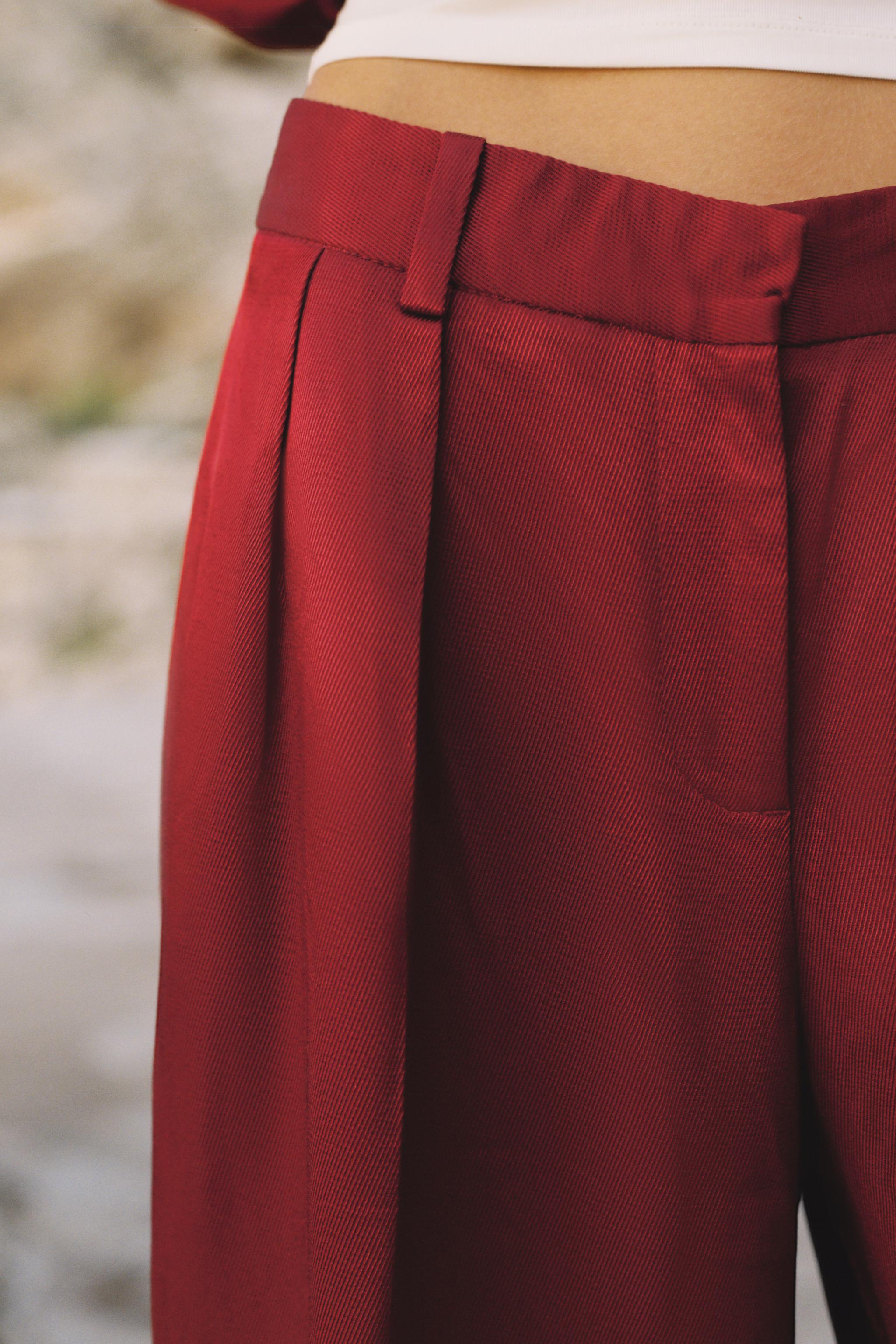 Zara Dökümlü Geniş Paça Pantolon görsel 3