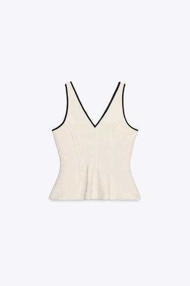 TOP JACQUARD PÉPLUM - Écru de Zara - Image 6