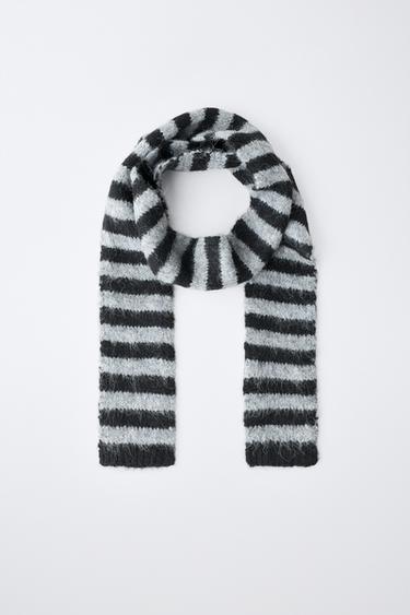 STRIPED FINE SCARF — Black 2