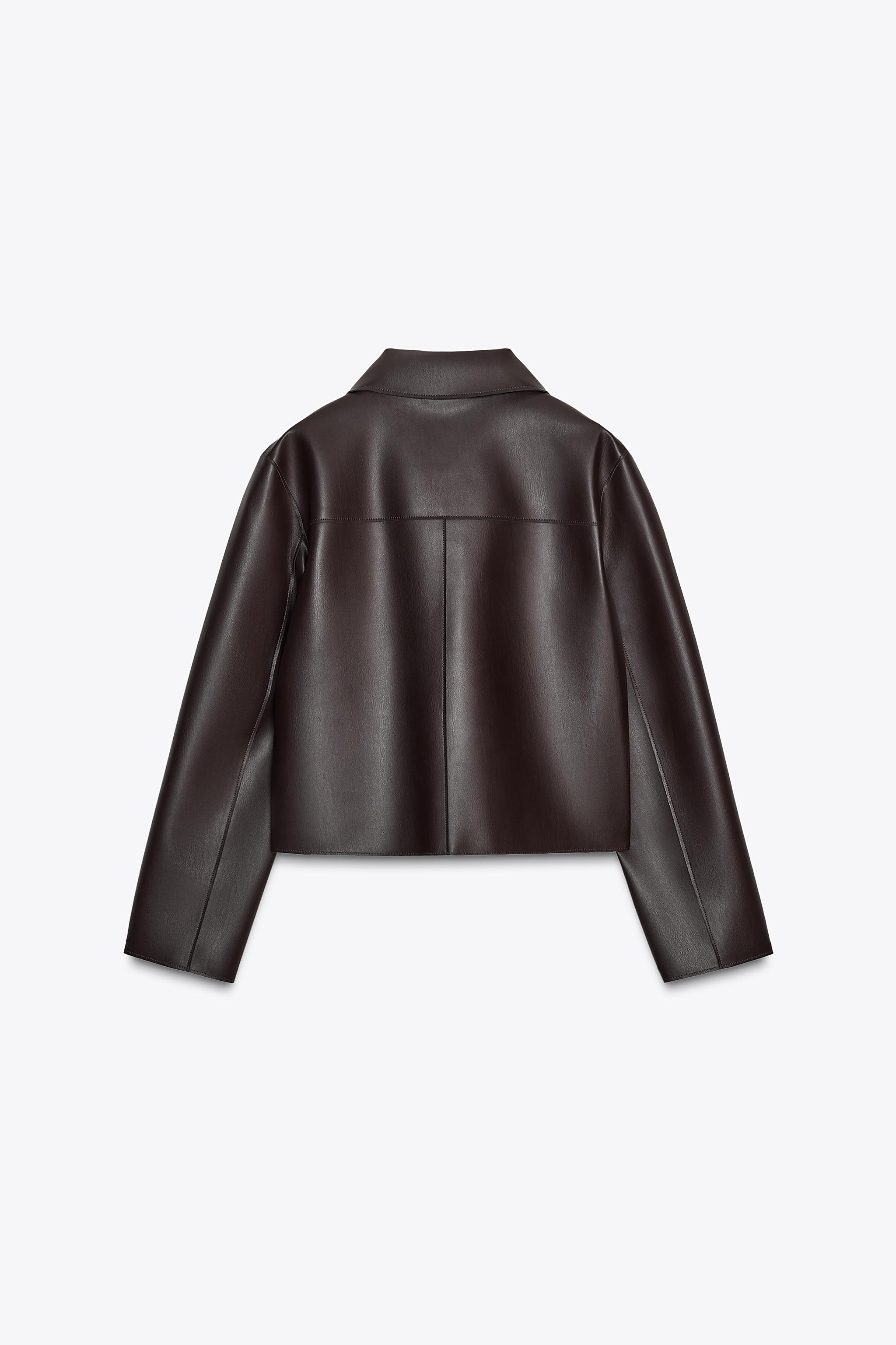 フェイクレザーショートジャケット - バーガンディ | ZARA Japan