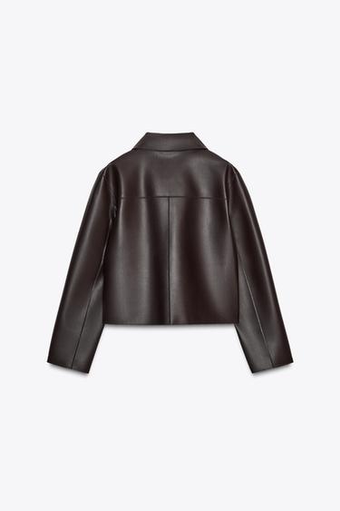 VESTE COURTE EN MATIÈRE SYNTHÉTIQUE - Bordeaux de Zara - Image 7