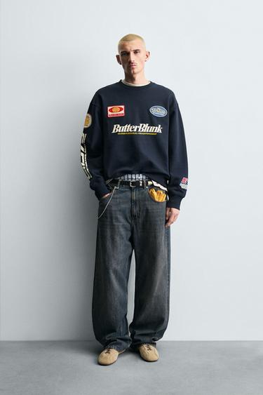 PATCHED CREW NECK SWEATSHIRT - Navy blue by Zara - Image 0