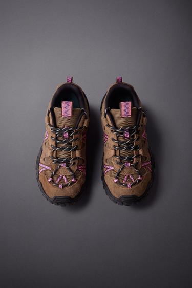 TECHNICAL LEATHER SNEAKERS — Brown 1