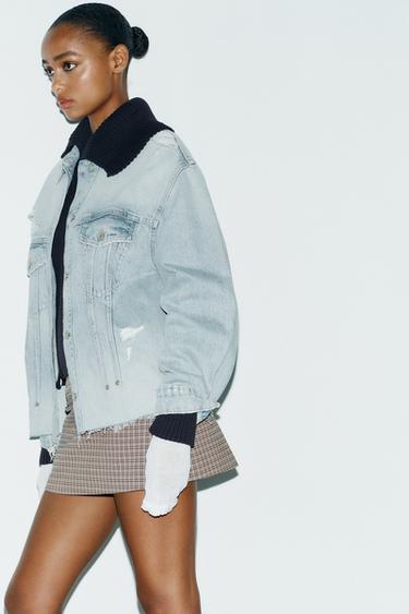 SOBRECAMISA DENIM TRF ROTOS - Azul claro de Zara