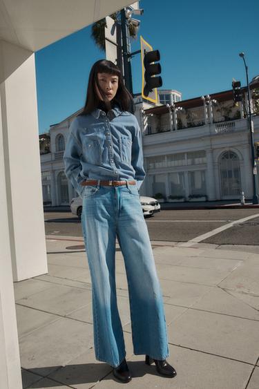JEANS Z1975 WIDE LEG TIRO ALTO CINTURÓN - Azul medio de Zara