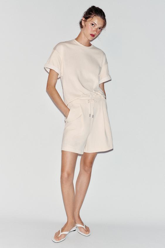 ФУТБОЛКА HEAVY COTTON З КОРОТКИМИ РУКАВАМИ - Сіровато-бежевий колір Zara - Зображення 0