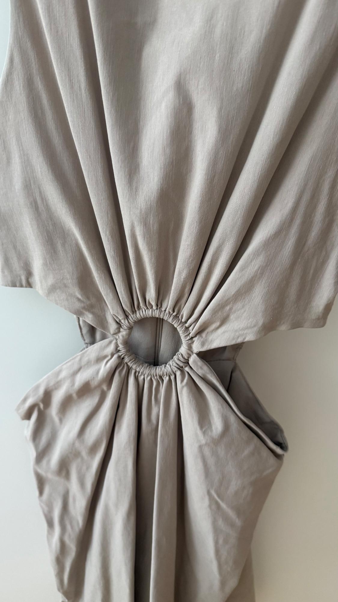 LINEN BLEND DRESS WITH CUT-OUT DETAIL - Image 3