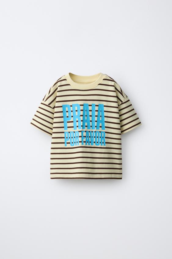 CAMISETA LISTRADA COM ESTAMPA E TEXTO - 257 da Zara - Imagem 0