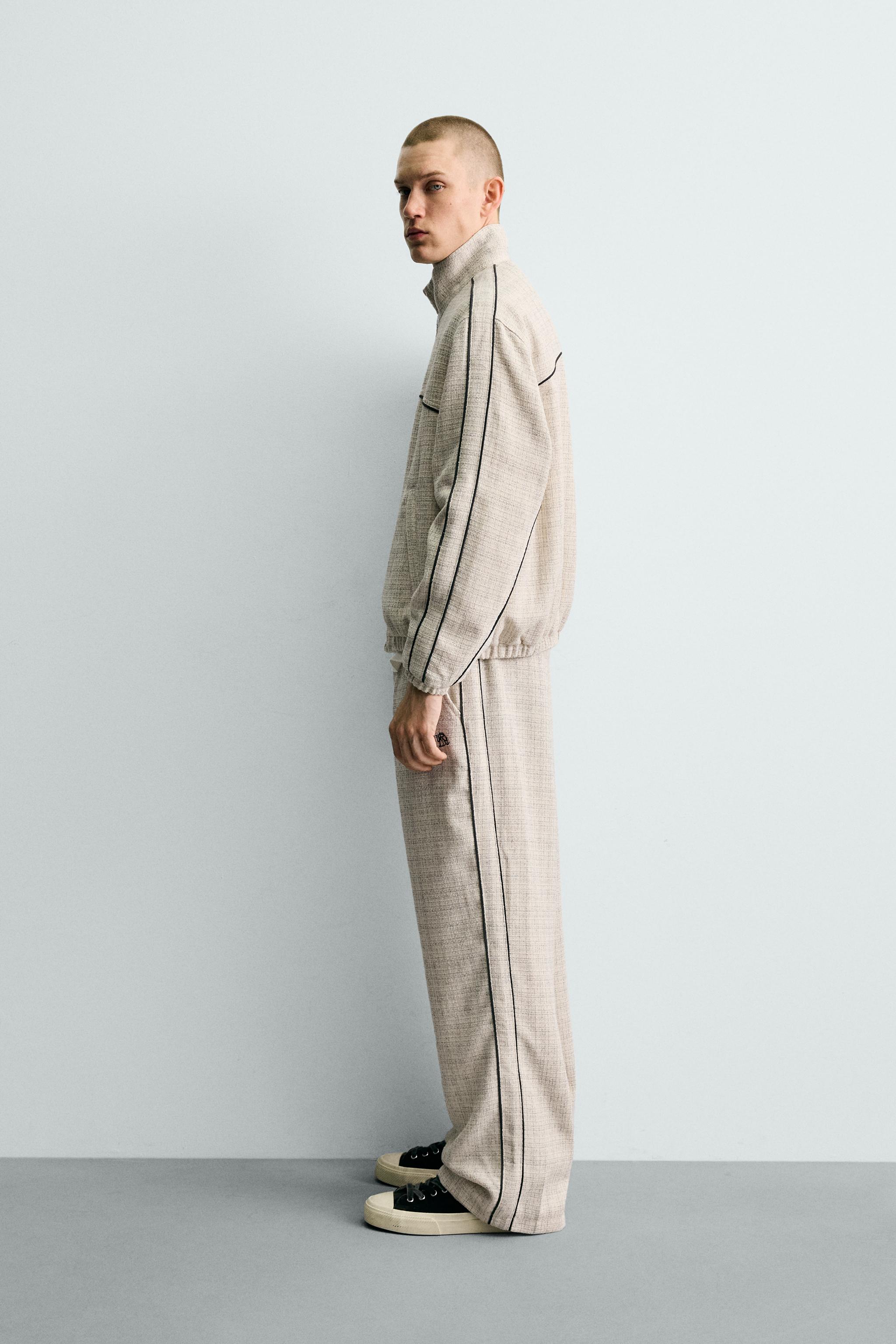 CONTRAST STRIPE TEXTURED JOGGER PANTS