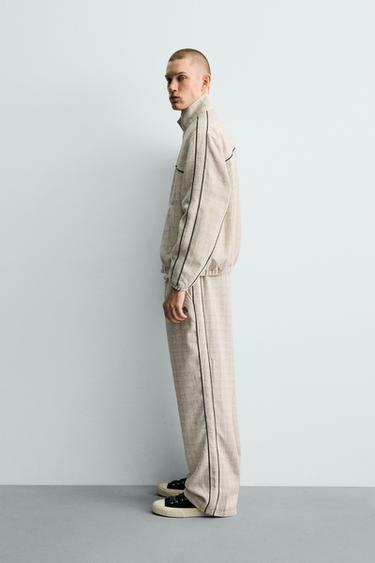 JOGGERS WITH CONTRAST SIDE TAPE - Ecru by Zara