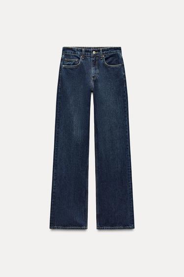 TRF WIDE-LEG MID-RISE FULL LENGTH JEANS - Navy blue by Zara